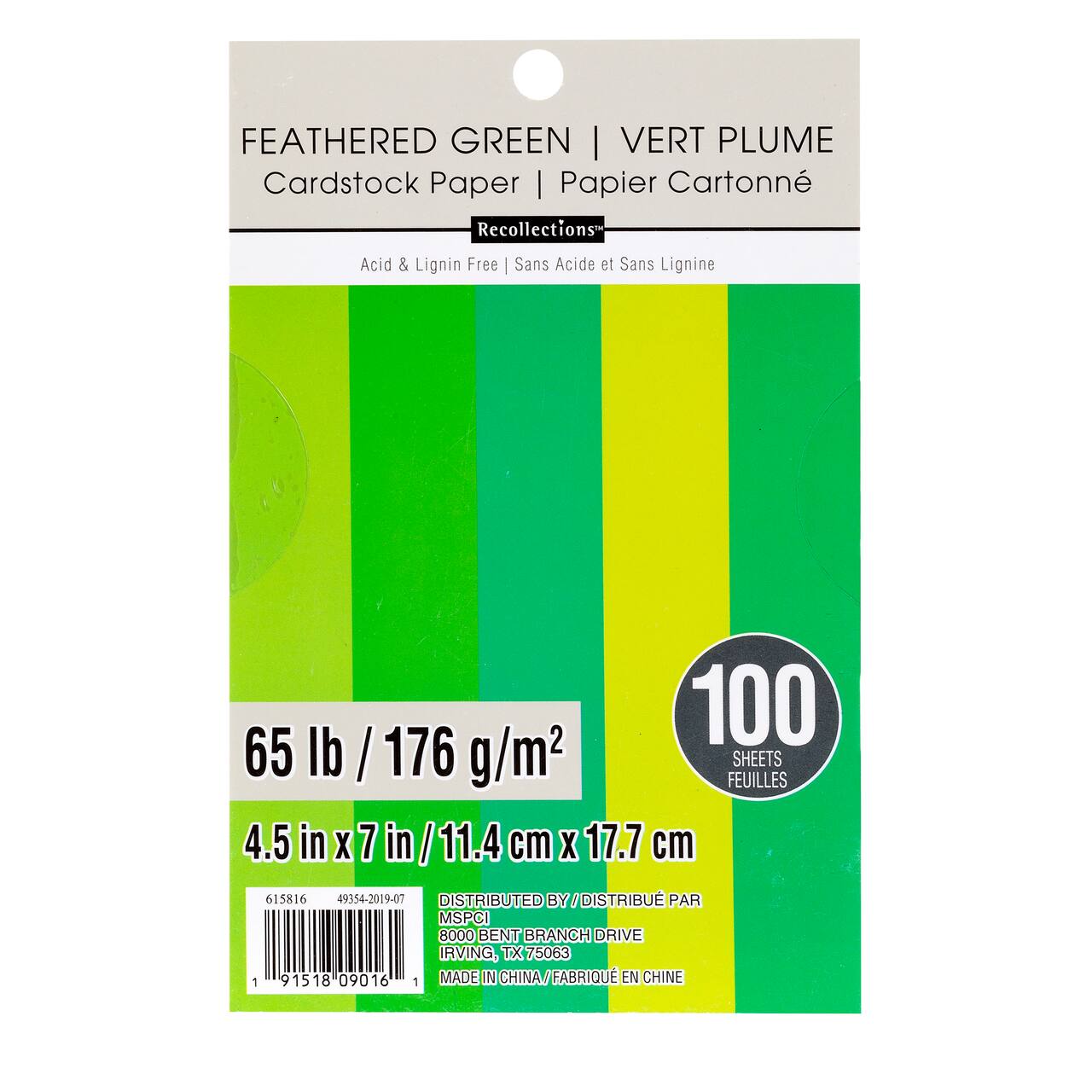 12 Packs: 100 ct. (1,200 total) Feathered Green 4.5" x 7" Cardstock Paper by Recollections™